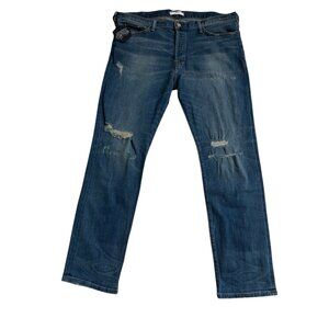 Heroes Motors" Slim-Straight Fit Jeans With A Distressed, Vintage Wash Size 40